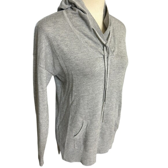 Joan Vass Womens Cashmere Rayon Blend Sweater Gray Hooded Pullover Rib Sz M - Picture 4 of 8